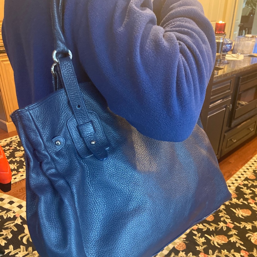 Furla genuine leather shoulder bag handbag purse hobo navy designer luxury - Picture 17 of 17